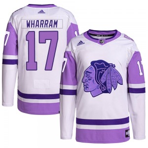 Adult Authentic Chicago Blackhawks Kenny Wharram White/Purple Hockey Fights Cancer Primegreen Official Adidas Jersey