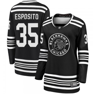 Women's Premier Chicago Blackhawks Tony Esposito Black Breakaway Alternate 2019/20 Official Fanatics Branded Jersey