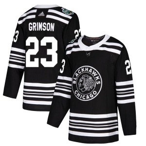 Youth Authentic Chicago Blackhawks Stu Grimson Black 2019 Winter Classic Official Adidas Jersey