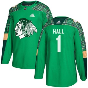 Adult Authentic Chicago Blackhawks Glenn Hall Green St. Patrick's Day Practice Official Adidas Jersey
