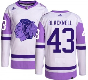 Adult Authentic Chicago Blackhawks Colin Blackwell Black Hockey Fights Cancer Official Adidas Jersey