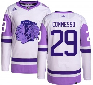 Adult Authentic Chicago Blackhawks Drew Commesso Hockey Fights Cancer Official Adidas Jersey