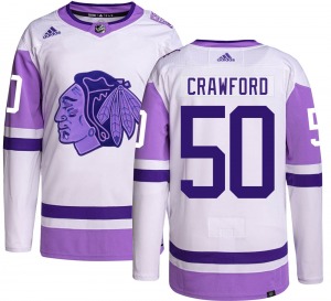Adult Authentic Chicago Blackhawks Corey Crawford Hockey Fights Cancer Official Adidas Jersey