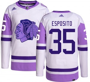 Adult Authentic Chicago Blackhawks Tony Esposito Hockey Fights Cancer Official Adidas Jersey