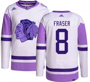 Adult Authentic Chicago Blackhawks Curt Fraser Hockey Fights Cancer Official Adidas Jersey
