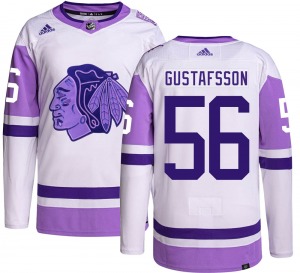 Adult Authentic Chicago Blackhawks Erik Gustafsson Hockey Fights Cancer Official Adidas Jersey