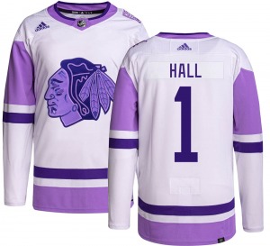 Adult Authentic Chicago Blackhawks Glenn Hall Hockey Fights Cancer Official Adidas Jersey