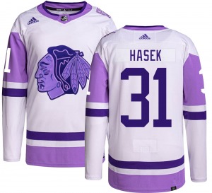 Adult Authentic Chicago Blackhawks Dominik Hasek Hockey Fights Cancer Official Adidas Jersey