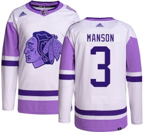 Adult Authentic Chicago Blackhawks Dave Manson Hockey Fights Cancer Official Adidas Jersey