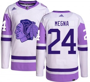 Adult Authentic Chicago Blackhawks Jaycob Megna Hockey Fights Cancer Official Adidas Jersey
