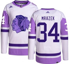 Adult Authentic Chicago Blackhawks Petr Mrazek Hockey Fights Cancer Official Adidas Jersey