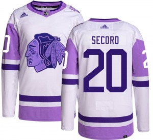 Adult Authentic Chicago Blackhawks Al Secord Hockey Fights Cancer Official Adidas Jersey