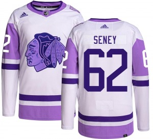 Adult Authentic Chicago Blackhawks Brett Seney Hockey Fights Cancer Official Adidas Jersey