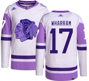 Adult Authentic Chicago Blackhawks Kenny Wharram Hockey Fights Cancer Official Adidas Jersey