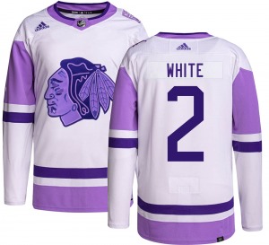 Adult Authentic Chicago Blackhawks Bill White White Hockey Fights Cancer Official Adidas Jersey
