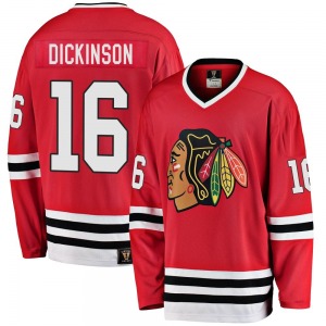 Adult Premier Chicago Blackhawks Jason Dickinson Red Breakaway Heritage Official Fanatics Branded Jersey