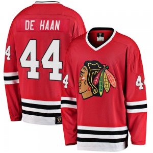 Adult Premier Chicago Blackhawks Calvin de Haan Red Breakaway Heritage Official Fanatics Branded Jersey