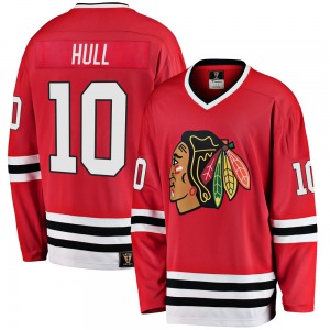 Adult Premier Chicago Blackhawks Dennis Hull Red Breakaway Heritage Official Fanatics Branded Jersey
