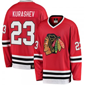 Adult Premier Chicago Blackhawks Philipp Kurashev Red Breakaway Heritage Official Fanatics Branded Jersey