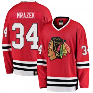 Adult Premier Chicago Blackhawks Petr Mrazek Red Breakaway Heritage Official Fanatics Branded Jersey