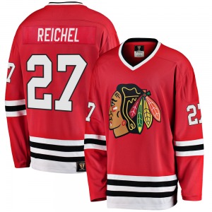 Adult Premier Chicago Blackhawks Lukas Reichel Red Breakaway Heritage Official Fanatics Branded Jersey
