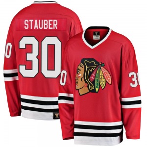 Adult Premier Chicago Blackhawks Jaxson Stauber Red Breakaway Heritage Official Fanatics Branded Jersey