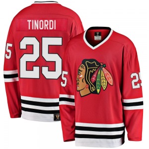 Adult Premier Chicago Blackhawks Jarred Tinordi Red Breakaway Heritage Official Fanatics Branded Jersey