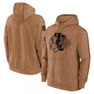 Adult Chicago Blackhawks Brown 2023 Salute to Service Club Pullover Hoodie
