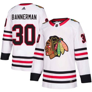 Adult Authentic Chicago Blackhawks Murray Bannerman White Away Official Adidas Jersey