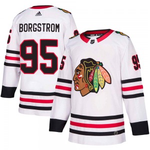 Adult Authentic Chicago Blackhawks Henrik Borgstrom White Away Official Adidas Jersey