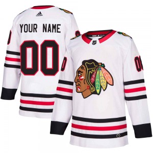 Adult Authentic Chicago Blackhawks Custom White Custom Away Official Adidas Jersey