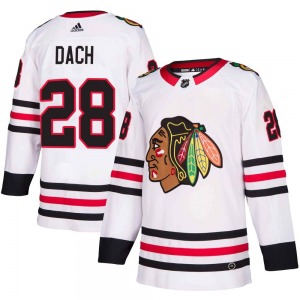 Adult Authentic Chicago Blackhawks Colton Dach White Away Official Adidas Jersey