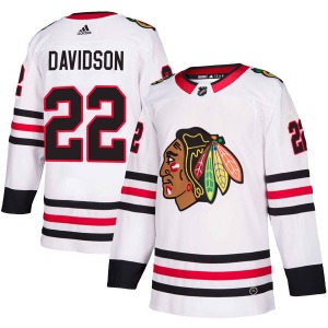 Adult Authentic Chicago Blackhawks Brandon Davidson White Away Official Adidas Jersey