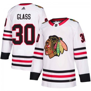 Adult Authentic Chicago Blackhawks Jeff Glass White Away Official Adidas Jersey