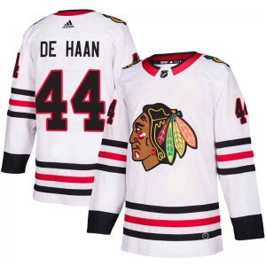 Adult Authentic Chicago Blackhawks Calvin de Haan White Away Official Adidas Jersey