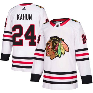 Adult Authentic Chicago Blackhawks Dominik Kahun White Away Official Adidas Jersey