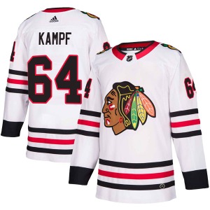 Adult Authentic Chicago Blackhawks David Kampf White Away Official Adidas Jersey