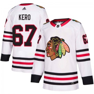 Adult Authentic Chicago Blackhawks Tanner Kero White Away Official Adidas Jersey