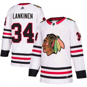 Adult Authentic Chicago Blackhawks Kevin Lankinen White ized Away Official Adidas Jersey