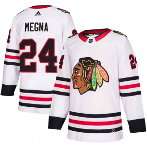 Adult Authentic Chicago Blackhawks Jaycob Megna White Away Official Adidas Jersey