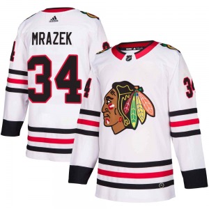 Adult Authentic Chicago Blackhawks Petr Mrazek White Away Official Adidas Jersey