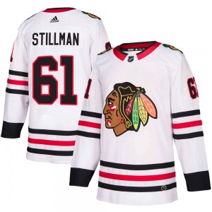 Adult Authentic Chicago Blackhawks Riley Stillman White Away Official Adidas Jersey