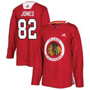 Youth Authentic Chicago Blackhawks Caleb Jones Red Home Practice Official Adidas Jersey