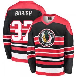Adult Premier Chicago Blackhawks Adam Burish Red/Black Breakaway Heritage Official Fanatics Branded Jersey