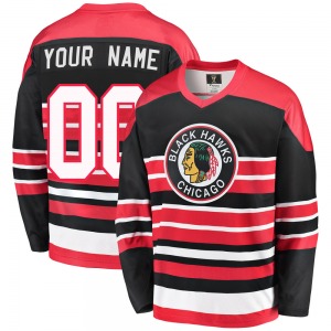 Adult Premier Chicago Blackhawks Custom Red/Black Custom Breakaway Heritage Official Fanatics Branded Jersey