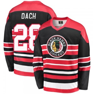 Adult Premier Chicago Blackhawks Colton Dach Red/Black Breakaway Heritage Official Fanatics Branded Jersey