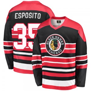 Adult Premier Chicago Blackhawks Tony Esposito Red/Black Breakaway Heritage Official Fanatics Branded Jersey