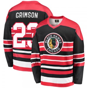 Adult Premier Chicago Blackhawks Stu Grimson Red/Black Breakaway Heritage Official Fanatics Branded Jersey