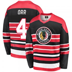 Adult Premier Chicago Blackhawks Bobby Orr Red/Black Breakaway Heritage Official Fanatics Branded Jersey