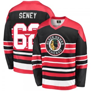 Adult Premier Chicago Blackhawks Brett Seney Red/Black Breakaway Heritage Official Fanatics Branded Jersey